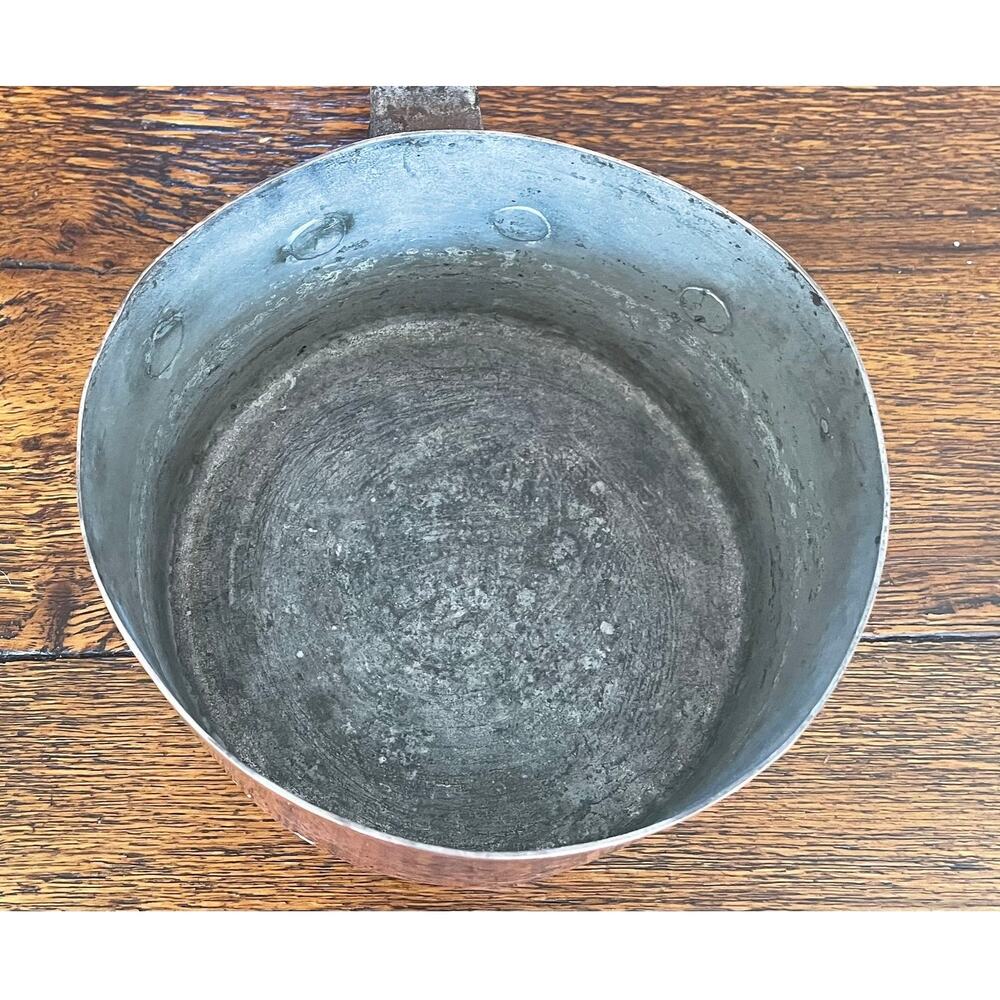 Vintage French Copper Saucepan with Cast Iron Handle - Picture 8 of 11